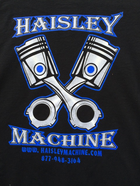 T-SHIRT, CROSSED PISTONS, BLACK W/NEON BLUE – Haisley Machine